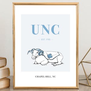 UNC Rameses Chapel Hill, NC, Tar Heels, Hand Drawn Poster