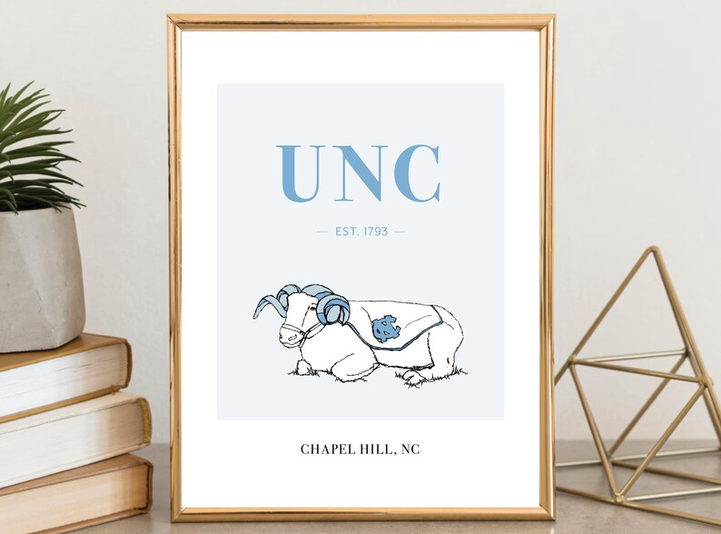 UNC Rameses Chapel Hill, NC, Tar Heels, Hand Drawn Poster
