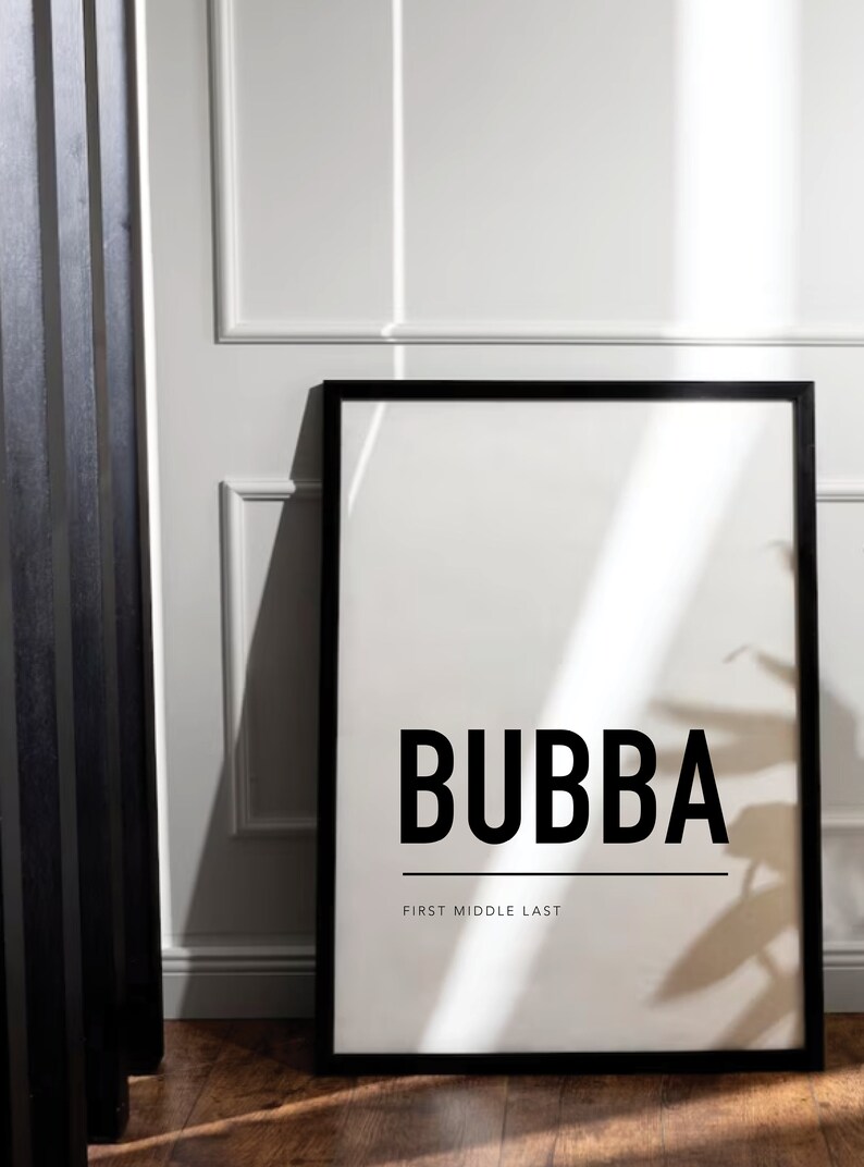 Custom Bubba Name Poster, Custom Name Print, Nursery or Kids Room ...