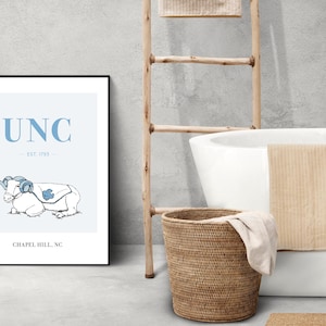UNC Rameses Chapel Hill, NC, Tar Heels, Hand Drawn Poster
