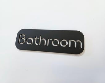MATT BLACK BATHROOM Toilet Sign Modern Contemporary - 3mm Acrylic, 3D, Restroom, Chic, Minimal,  unisex, Door Sign - Self Adhesive