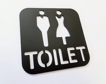 MATT BLACK Male Female Toilet Sign Modern Contemporary - 3mm Acrylic, 3D, Restroom, Chic, Minimal,  unisex, Door Sign - Self Adhesive