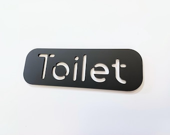 MATT BLACK TOILET Sign Modern Contemporary - 3mm Acrylic, 3D, Restroom, Chic, Minimal,  unisex, Door Sign - Self Adhesive
