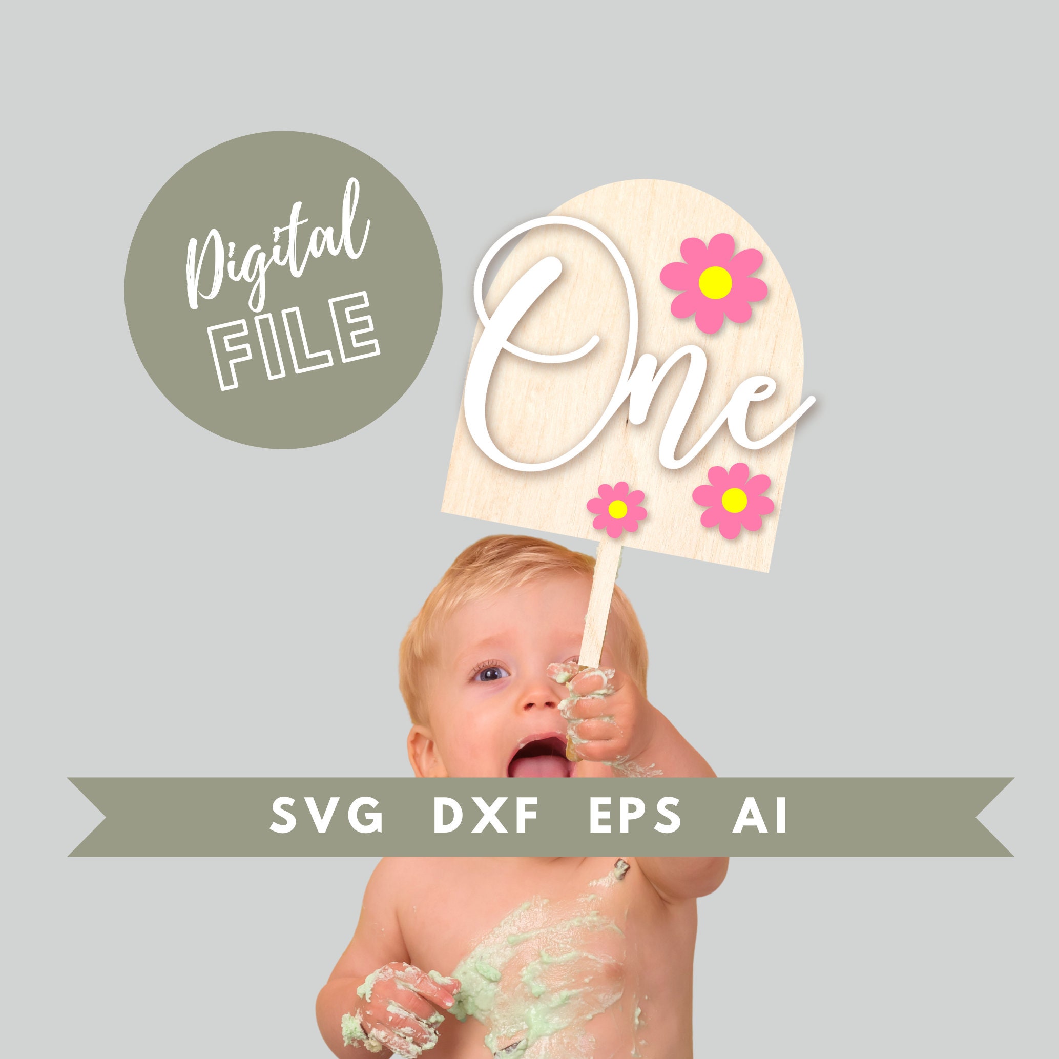 Boho One Topper Svg Baby Cake Topper Laser Cut File Daisy - Etsy