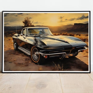 Chevrolet Corvette,1967 Corvette,Digital Poster,Art Print,Luxury Car, Wall Art, Water Colour,Poster Printable,Canvas Printable, 300 DPI