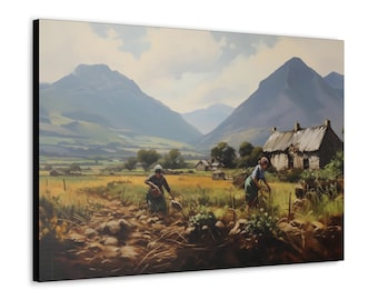 Old Ireland Oil Painting, Wall Art, Canvas, Rural Ireland, Traditional Irish Art, Premium, One of a Kind,Cultural Heritage, Irish History