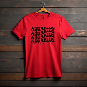 Astrology Lovers Gift Aquarius Zodiac T-Shirt with Unique Wavy Design zdjęcie 7