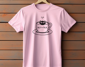 Funny Kit-tea Cat Graphic T-Shirt | Cute Cat Tee for Cat Lovers | Funny Cat Shirt for Cat Owners