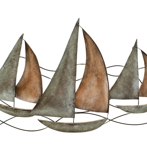 Wanddeko Schiff Segelboot Metall Boot Yacht Maritim Deko Wandbild Skulptur Figur
