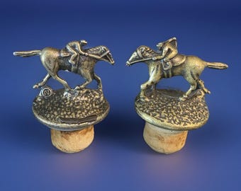 2 Blanton’s Bourbon Whiskey Cork Bottle Stopper w/Race Horse Jockey Letter “N”O”