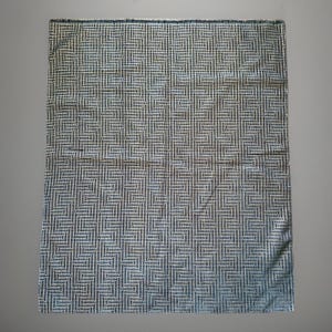 Blue and Silver Metallic Geometric Cut Heavy Weight Velour Fabric 35&quot;w x 40&quot;l