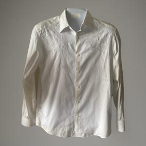 Fabulous Paisley Embroidered Jhane Barnes Men&#39;s Large Cotton Long Sleeve Shirt