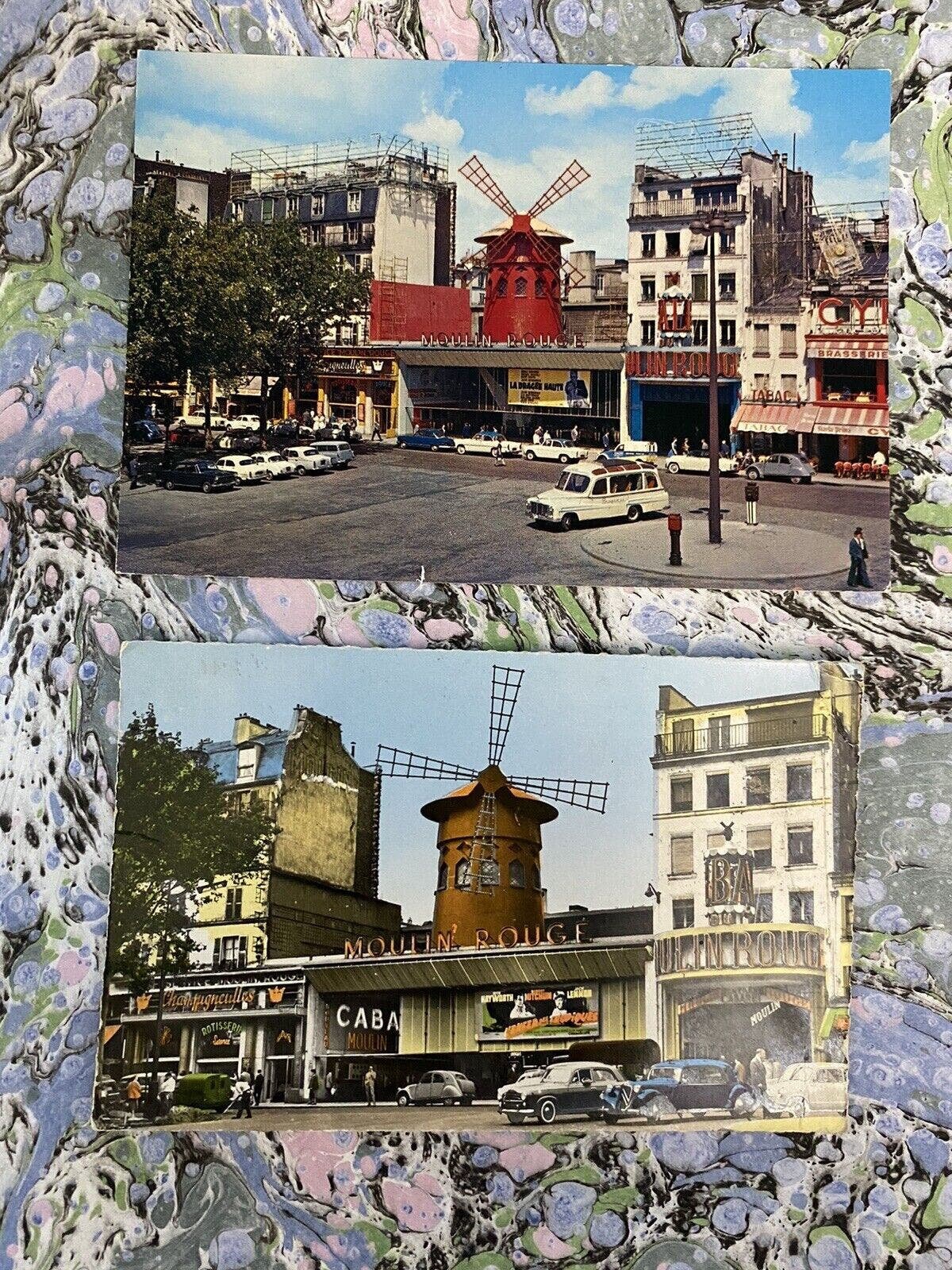 10 Vintage Le Moulin Rouge Paris France Chrome Postcards Divided Back