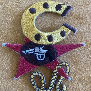 Lot of 3 Cowboy Horseshoe Star Gold Rope Embroidery Iron On Applique Patches