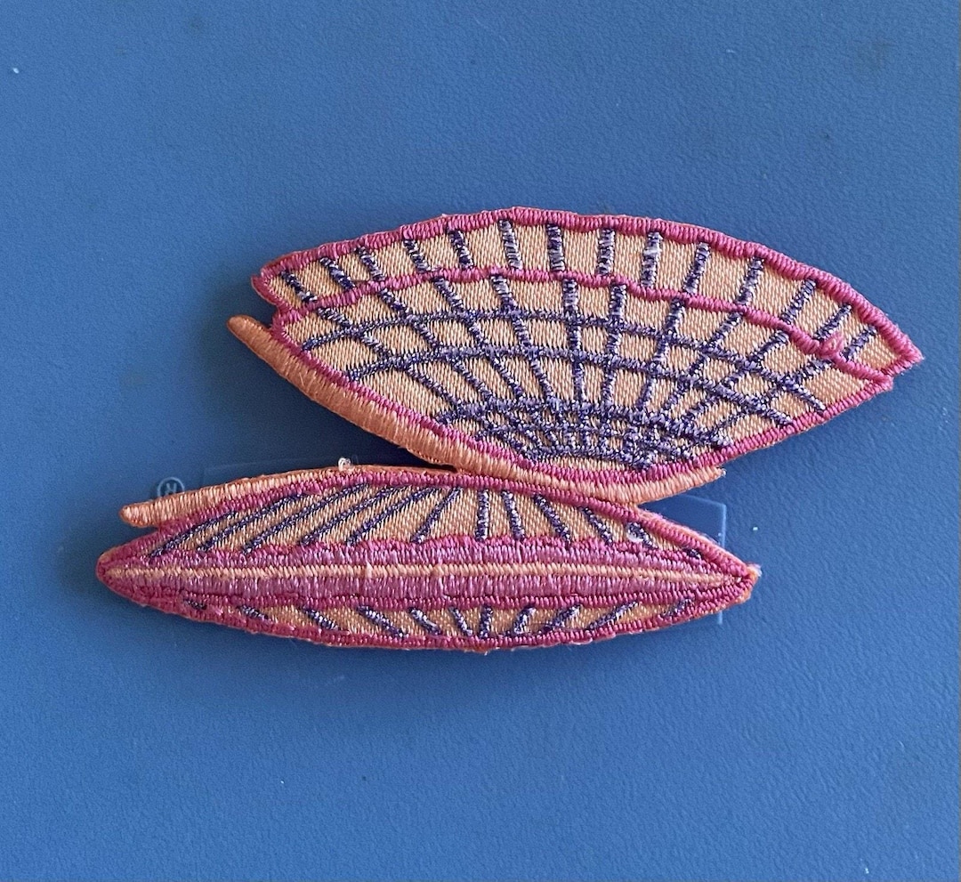 Pink Salmon Lavender Clam Shells Sea Embroidered Iron on Applique Patch ...