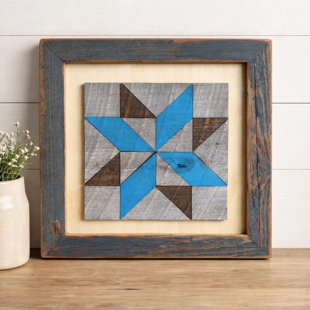 Handmade Reclaimed Wood Barn Quilt Wall Art | Hand Painted Rustic ...