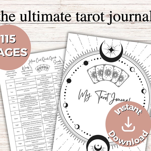 Tarot Journal Printable 115 Fillable Beginner Witch Study Guide Spiritual Divination Workbook Beginner Tarot Reader Intuitive Grimoire Pages