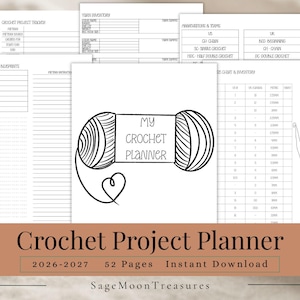 Projektplaner häkeln Printable | Garn & Muster Organizer | 20x20cm Journal | WIP Tracker Binder Einsätze