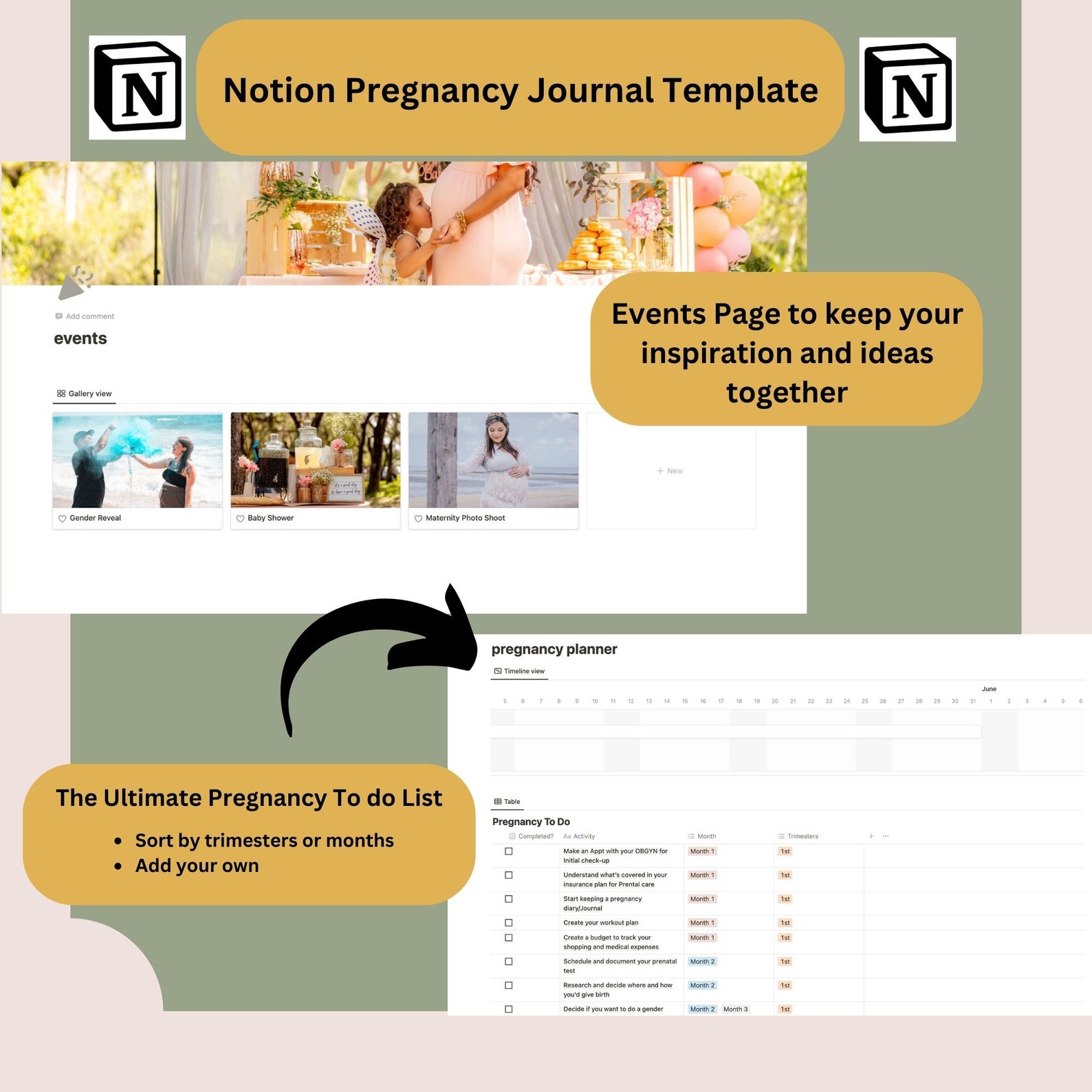 Pregnancy Journal Notion Template, Milestone Tracker (digital Download) - Etsy