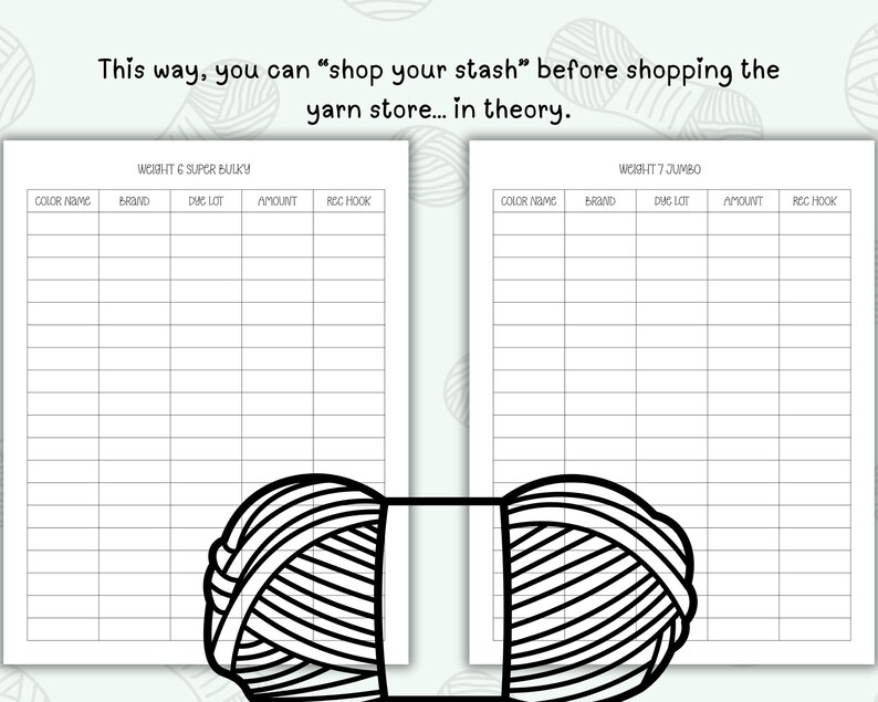Yarn Inventory Yarn Inventory Tracker, 9 Page Printable PDF for Organizing Yarn Stash ...
