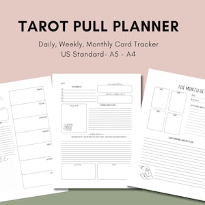 Diario de extracción de cartas del Tarot, planificador de tarot diario, semanal y mensual, PDF imprimible ¡Sigue tus cartas y conéctate con tu mazo!