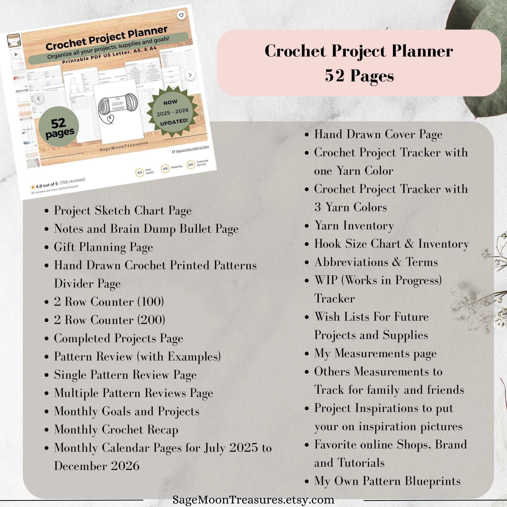 Crochet Planning Kit | 3-in-1 Printable Project Planner, Yarn Log, and ...