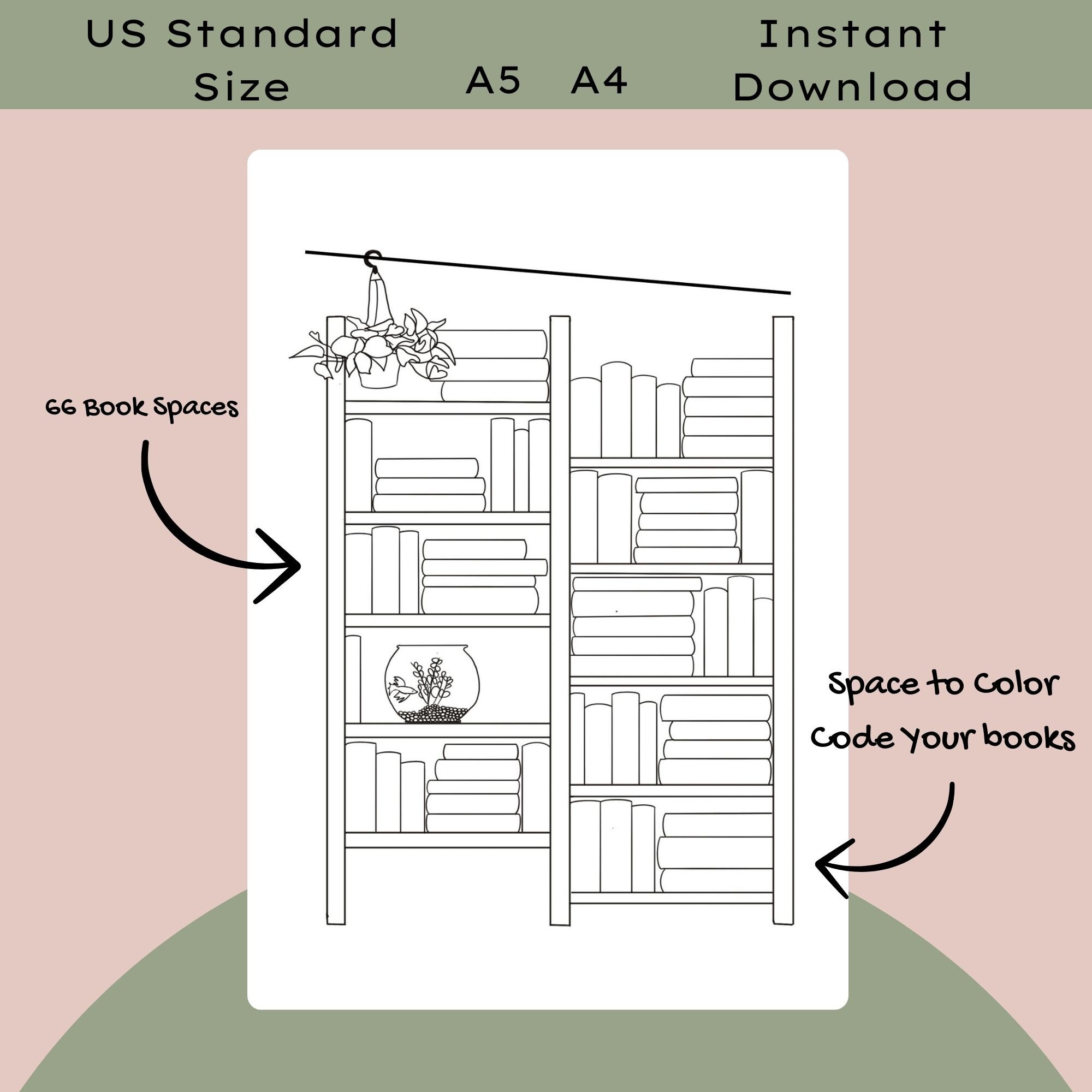 Coloring Reading Tracker Book Shelf Pdf 8 Page Kids Reading Log ...