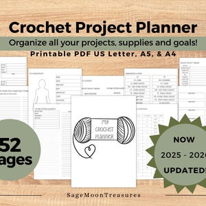 Printable Crochet Project Planner 52 Page PDF to Organize and Track your Crochet Projects Patterns and Supplies Crochet Project Journal
