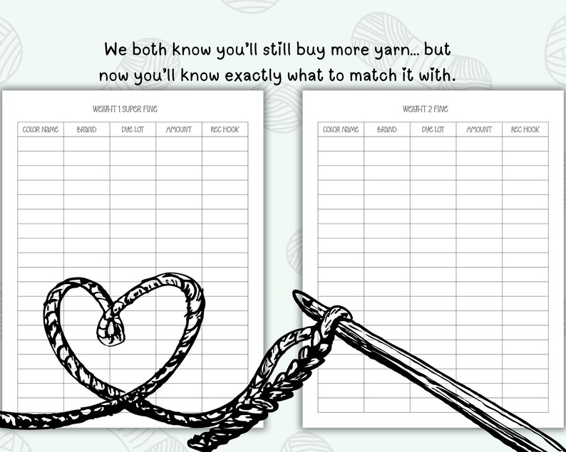 Yarn Inventory Yarn Inventory Tracker, 9 Page Printable PDF for Organizing Yarn Stash ...