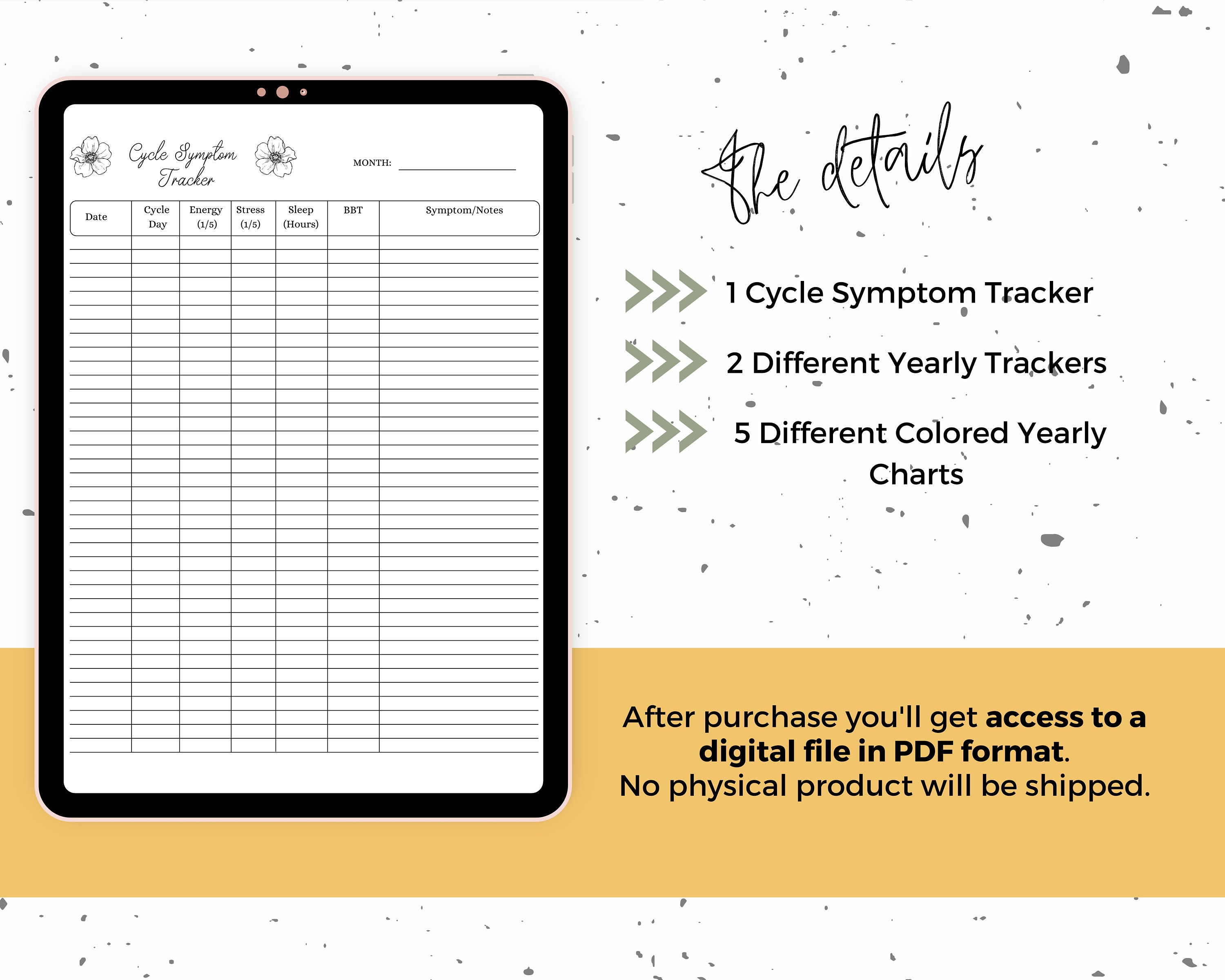 Period Tracker Printable Digital Cycle Log Menstrual Chart Moon Cycle ...