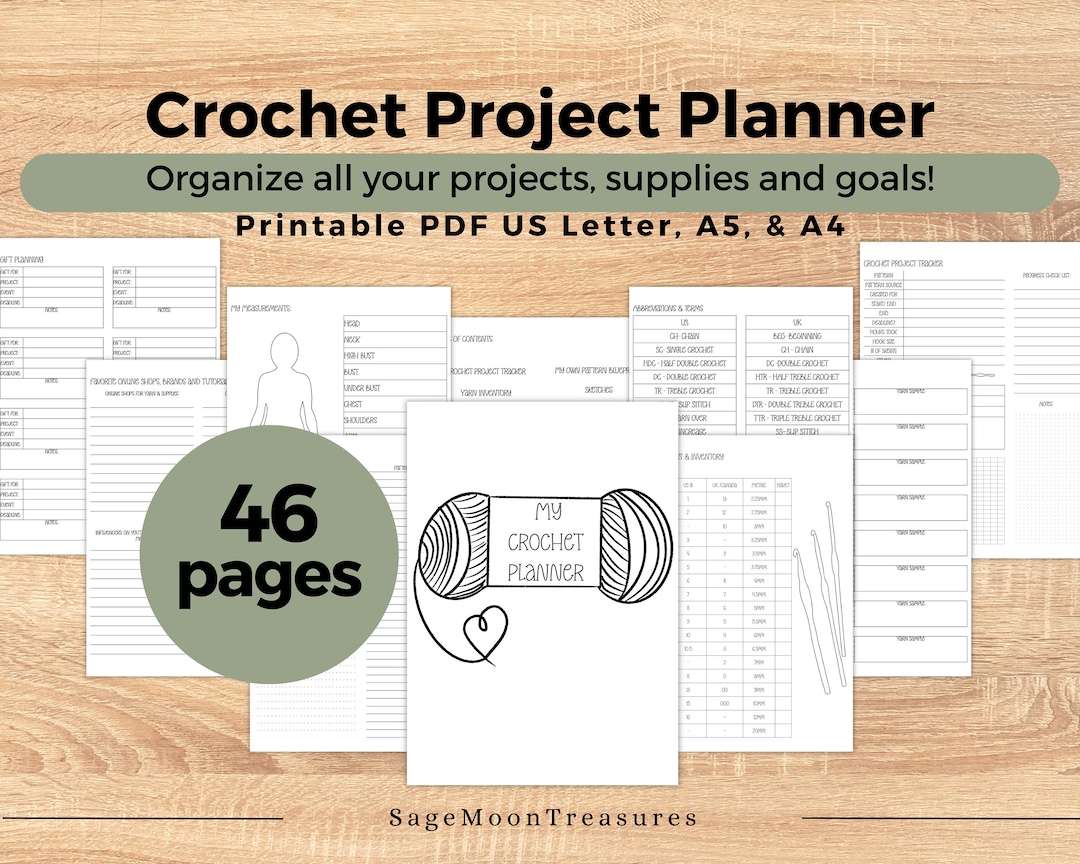 Printable Crochet Project Planner 46 Page PDF to Organize and Track ...
