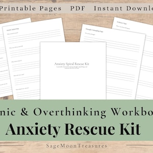 Anxiety Spiral Rescue Kit Printable | Panic Attack Workbook | Grounding Exercises Journal PDF | CBT Thought Record | Mental Health Planner