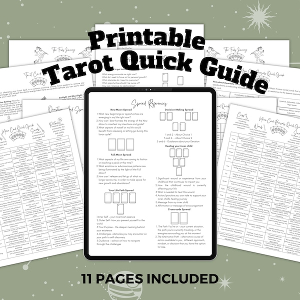 Tarot Cheat Sheet Beginner Printable Tarot Meanings and Study Guide w/ Keyword Reference Pages for Minor and Major Arcana Learning pdf