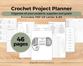 Printable Crochet Project Planner 46 Page PDF to Organize and Track your Crochet Projects Patterns and Supplies Crochet Project Journal