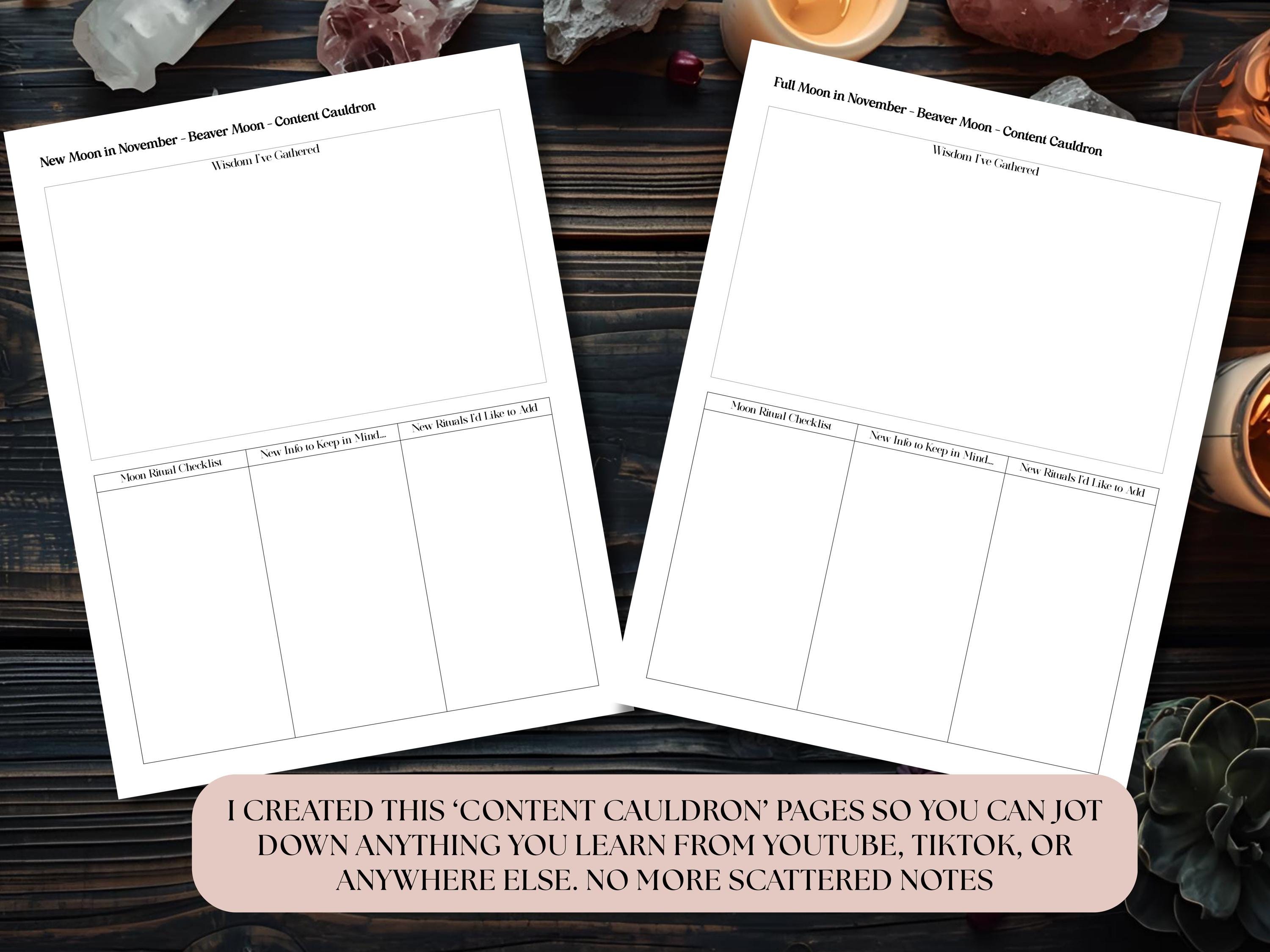 Lunar Cycle Planner Printable | Moon Phase Tracker, Tarot Pull Pages ...