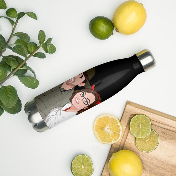 Our Faces on a Stainless steel water bottle
