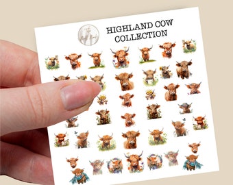 Highland cow water slide nail decals