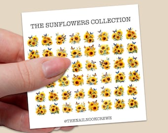 The sunflower floral collection water slide nail decals