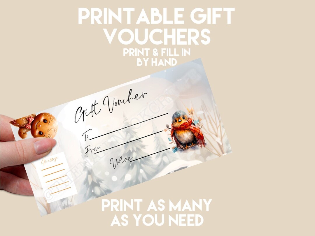 Printable Gift Vouchers for Businesses Print at Home and Fill Etsy