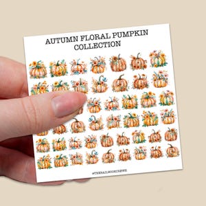 The Autumn floral pumpkin collection water slide nail decals