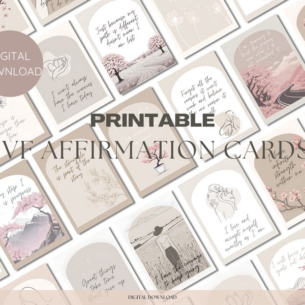 Set of 30 IVF Affirmation Cards | encouraging ivf quotes | emotional support ivf | ivf journey | printable affirmations | gift for ivf
