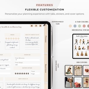 Digital Fitness Planner, Weight Tracker, Exercise Planner, Undated Fitness Journal, Workout Planner, Calorie Tracker, Meal Planner GoodNotes image 2