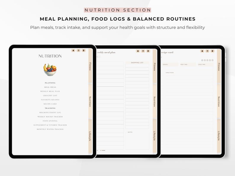 Digital Fitness Planner, Weight Tracker, Exercise Planner, Undated Fitness Journal, Workout Planner, Calorie Tracker, Meal Planner GoodNotes image 5