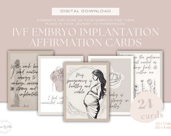 Set of 24 IVF Affirmation Cards | embryo implantation affirmations | positive ivf support | mindful fertility affirmations | ivf mama gift
