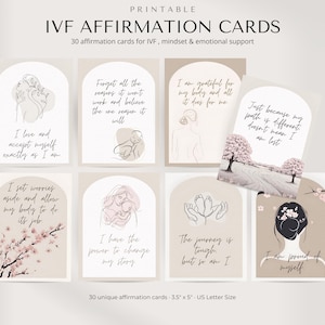 Tarjetas de afirmaciones para FIV / Afirmaciones imprimibles para FIV, Tarjetas de afirmaciones para la fertilidad, Apoyo para la FIV, Afirmaciones diarias, Regalo para la FIV