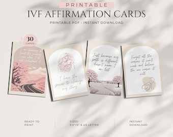 Tarjetas de afirmaciones para FIV / Afirmaciones imprimibles para FIV, Tarjetas de afirmaciones para la fertilidad, Apoyo para la FIV, Afirmaciones diarias, Regalo para la FIV