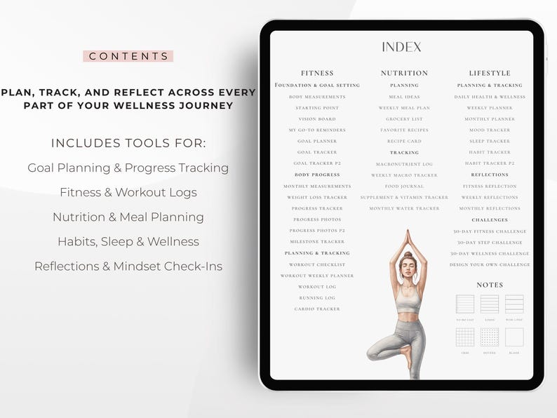 Digital Fitness Planner, Weight Tracker, Exercise Planner, Undated Fitness Journal, Workout Planner, Calorie Tracker, Meal Planner GoodNotes image 3