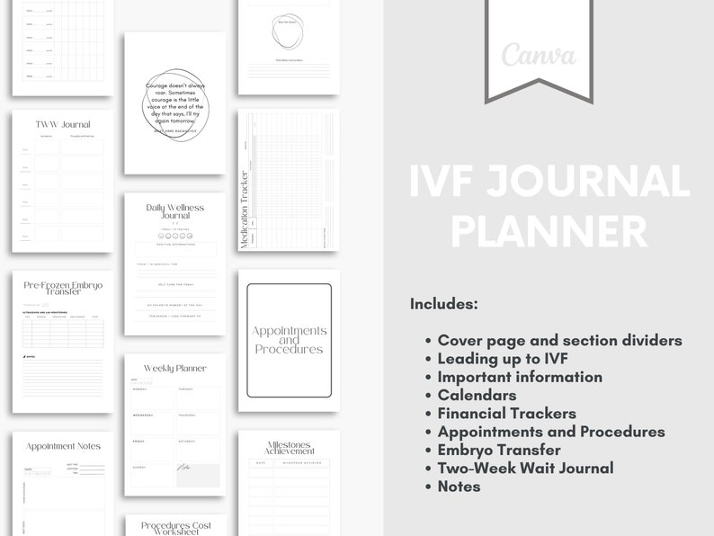 planificateur de FIV | journal fiv | journal de fiv | planificateur ttc | revue ttc | cadeau fiv | planificateur de FIV imprimable | planificateur de fertilité | calendrier fiv image 3