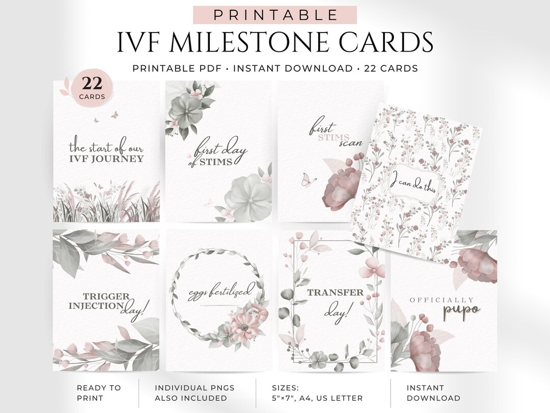 IVF Milestone Cards | IVF Journey Cards, Fertility Milestone Tracker ...