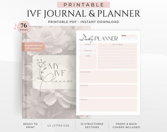 IVF Printable Planner & Journal | Fertility Planner, IVF Journal, Cycle Tracker, Medication Tracker, Appointment Log, Embryo Transfer